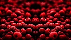 mirrored raspberries fruit food Berries red