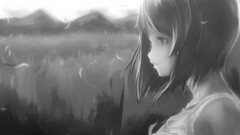 monochrome anime girls Anime face Profile
