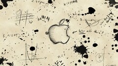 monochrome graffiti paint splatter apple inc artwork logo