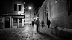 monochrome People City night lights
