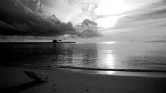 monochrome Sea clouds sky horizon nature beach