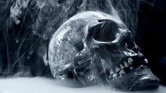 monochrome skull smoke