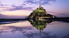 mont saint-michel photography reflection abbey purple sky Island