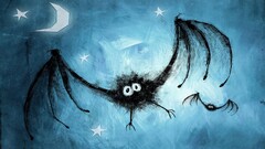 moon bats blue Stars spooky fantasy art artwork cyan
