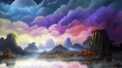 moon landscape painting fantasy art sky nature
