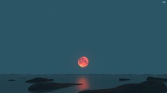 moonlight Sea nature water sky red moon