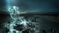 motorcycle vehicle wreck road asphalt sky humor