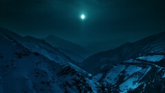 Mountains nature landscape moon sky night snow