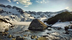 Mountains nature winter rock water