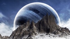 Mountains planet digital art space art nature Space