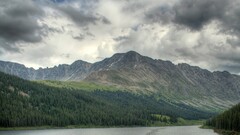 Mountains river forest Trees nature landscape
