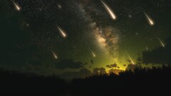 multiple display Stars sky space art digital art landscape