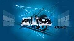Music digital art turntables blue background