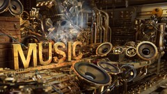 Music Music is Life steampunk Typography speakers smoke