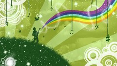 Music rainbows digital art abstract colorful Birds sky