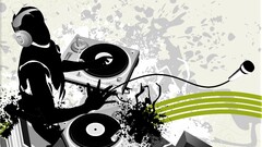 Music selective coloring silhouette turntables DJ digital art