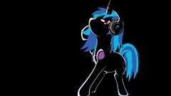 my little pony Vinyl Scratch cyan blue simple black background