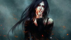 NanFe fantasy art fantasy girl long hair red eyes