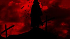 Naruto Shippuuden silhouette uchiha itachi red raven cross Anime
