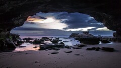 nature beach Sea cave rocks landscape