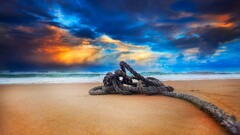 nature clouds beach Sea sky Ropes blue sand