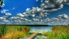 nature clouds hdr Lake sky landscape boat