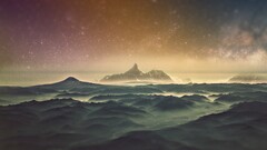 nature digital art landscape sky Stars