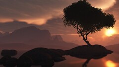 nature dusk landscape digital art