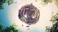 nature fantasy art Desktopography leaves sunlight digital art