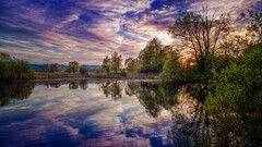 nature forest Lake landscape water sky sunlight reflection