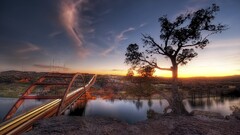 nature hdr sunset Bridge river long exposure pennybacker bridge