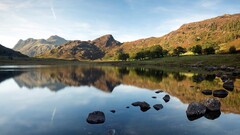 nature Lake landscape hills reflection