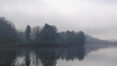 nature Lake mist reflection overcast gloomy