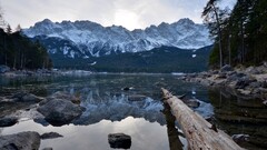 nature Lake reflection Mountains stones