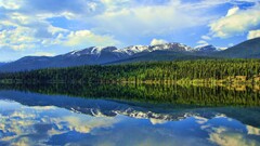 nature Lake reflection Mountains Trees