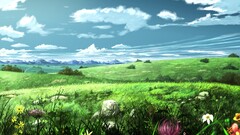 nature landscape Flowers field clouds artwork
