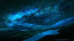 nature landscape Milky Way deviantart Lake Stars