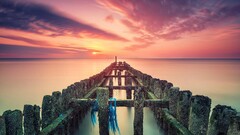 nature landscape Sea sunset sky Wood clouds sunlight