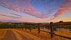 nature landscape sunset hills dirt road summer dry grass