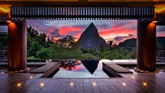 nature landscape Trees clouds Mountains forest sunset interior