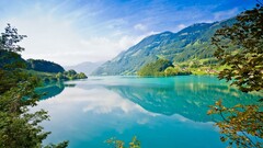 nature landscape Turquoise Mountains Lake reflection switzerland