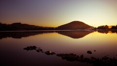 nature landscape water reflection rock hills