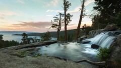 nature landscape water Trees long exposure waterfall Lake Tahoe