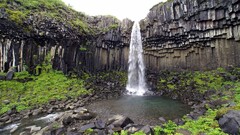 nature landscape waterfall iceland Svartifoss Waterfall