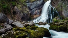 nature landscape waterfall moss water