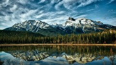 nature Mountains reflection Trees Canada