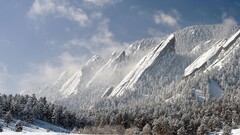 nature Mountains snow Trees winter flatirons Colorado