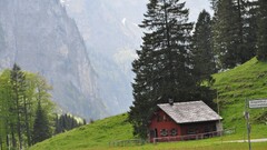 nature Mountains Trees hut landscape