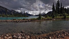nature river sky Mountains Canada landscape
