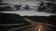 nature road lights clouds rain landscape selective coloring